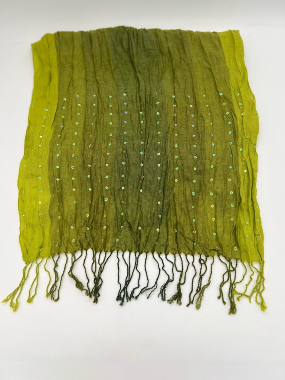 Lindsay Phillips Women Green Sparkly Scarf 6 X 2 Ft